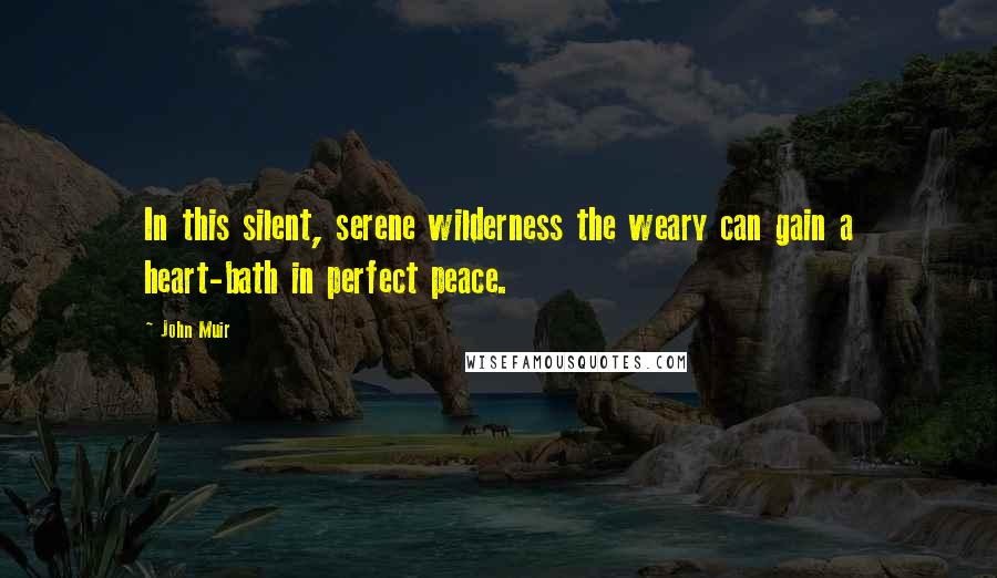 John Muir Quotes: In this silent, serene wilderness the weary can gain a heart-bath in perfect peace.