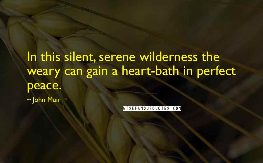 John Muir Quotes: In this silent, serene wilderness the weary can gain a heart-bath in perfect peace.