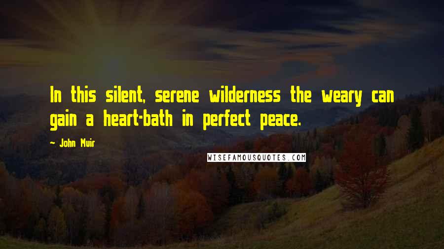 John Muir Quotes: In this silent, serene wilderness the weary can gain a heart-bath in perfect peace.