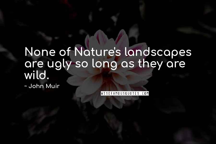 John Muir Quotes: None of Nature's landscapes are ugly so long as they are wild.