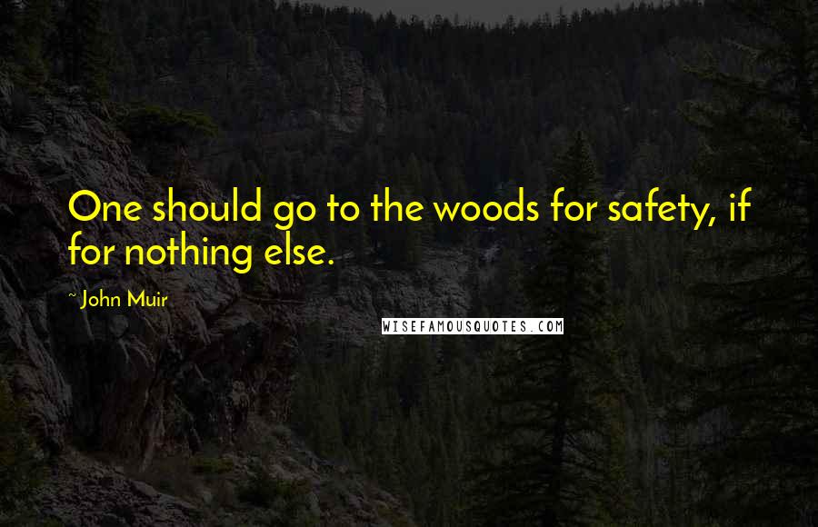 John Muir Quotes: One should go to the woods for safety, if for nothing else.