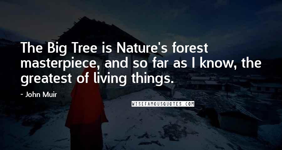 John Muir Quotes: The Big Tree is Nature's forest masterpiece, and so far as I know, the greatest of living things.