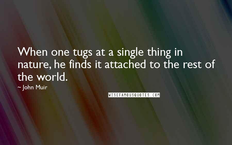 John Muir Quotes: When one tugs at a single thing in nature, he finds it attached to the rest of the world.