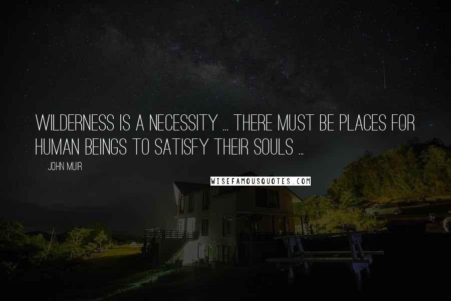 John Muir Quotes: Wilderness is a necessity ... there must be places for human beings to satisfy their souls ...