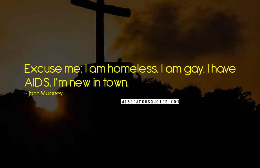 John Mulaney Quotes: Excuse me: I am homeless. I am gay. I have AIDS. I'm new in town.