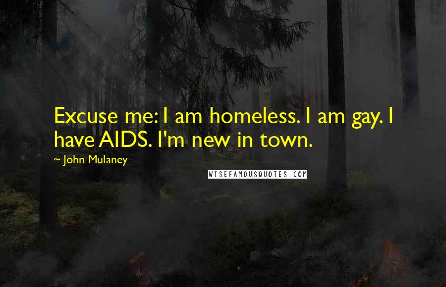 John Mulaney Quotes: Excuse me: I am homeless. I am gay. I have AIDS. I'm new in town.