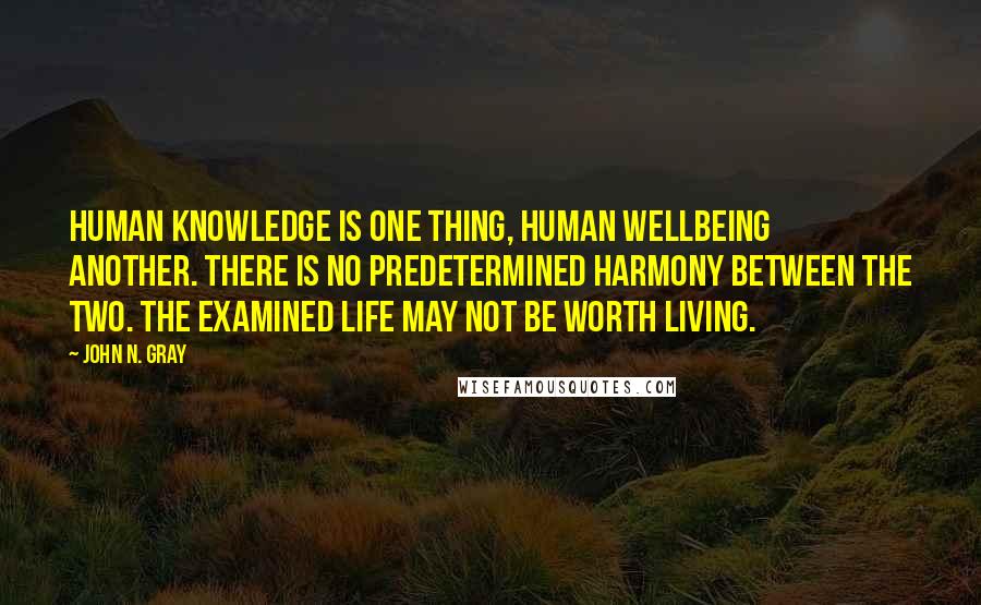 John N. Gray Quotes: Human knowledge is one thing, human wellbeing another. There is no predetermined harmony between the two. The examined life may not be worth living.