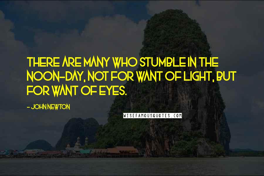 John Newton Quotes: There are many who stumble in the noon-day, not for want of light, but for want of eyes.