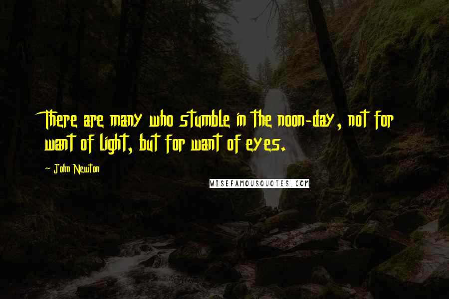 John Newton Quotes: There are many who stumble in the noon-day, not for want of light, but for want of eyes.