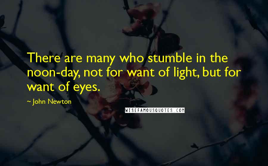 John Newton Quotes: There are many who stumble in the noon-day, not for want of light, but for want of eyes.