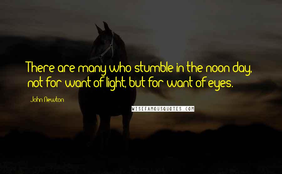 John Newton Quotes: There are many who stumble in the noon-day, not for want of light, but for want of eyes.