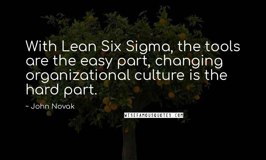 John Novak Quotes: With Lean Six Sigma, the tools are the easy part, changing organizational culture is the hard part.