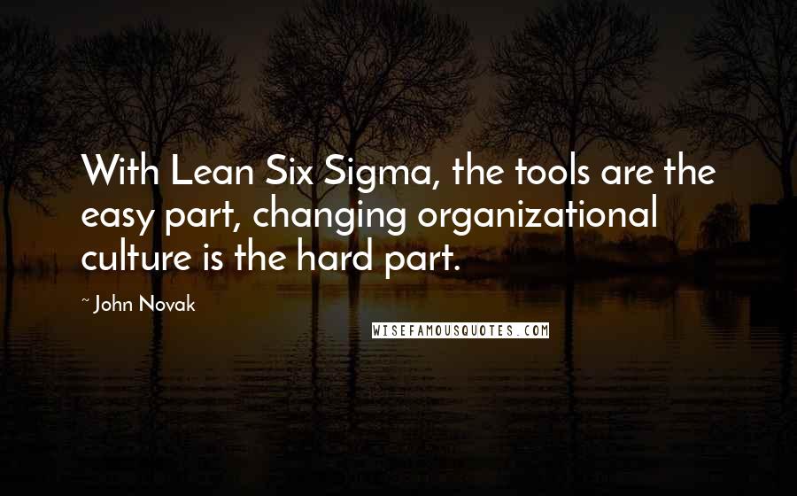 John Novak Quotes: With Lean Six Sigma, the tools are the easy part, changing organizational culture is the hard part.