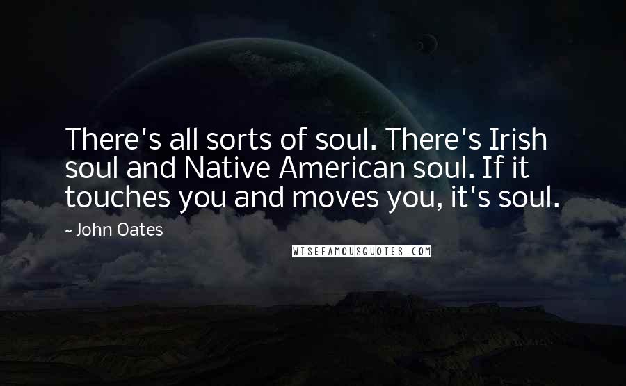 John Oates Quotes: There's all sorts of soul. There's Irish soul and Native American soul. If it touches you and moves you, it's soul.