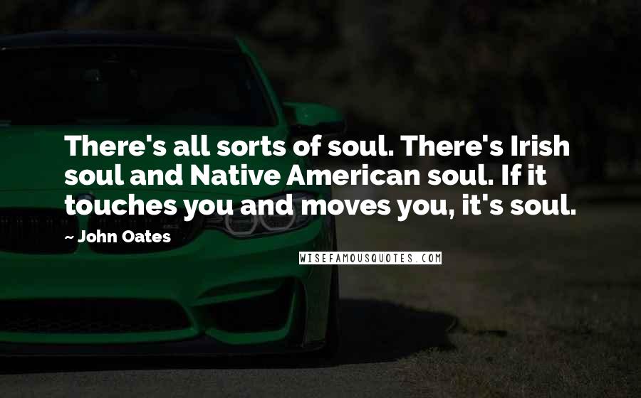 John Oates Quotes: There's all sorts of soul. There's Irish soul and Native American soul. If it touches you and moves you, it's soul.