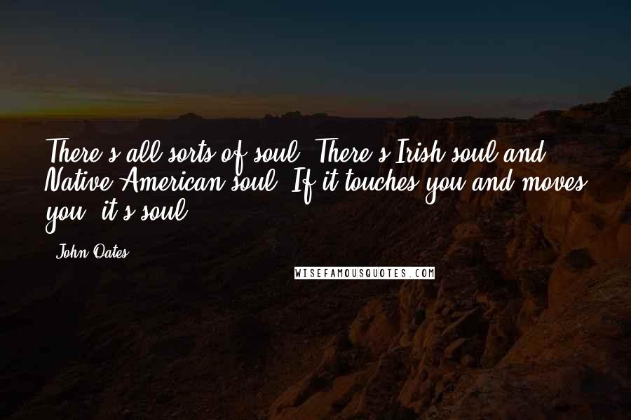 John Oates Quotes: There's all sorts of soul. There's Irish soul and Native American soul. If it touches you and moves you, it's soul.