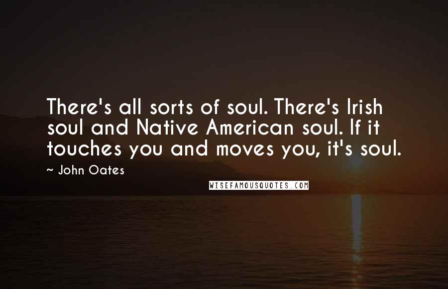 John Oates Quotes: There's all sorts of soul. There's Irish soul and Native American soul. If it touches you and moves you, it's soul.