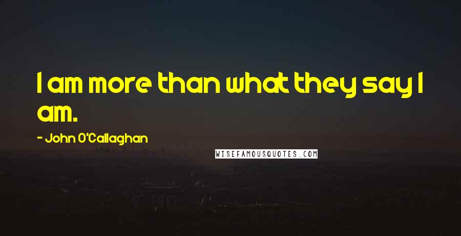 John O'Callaghan Quotes: I am more than what they say I am.