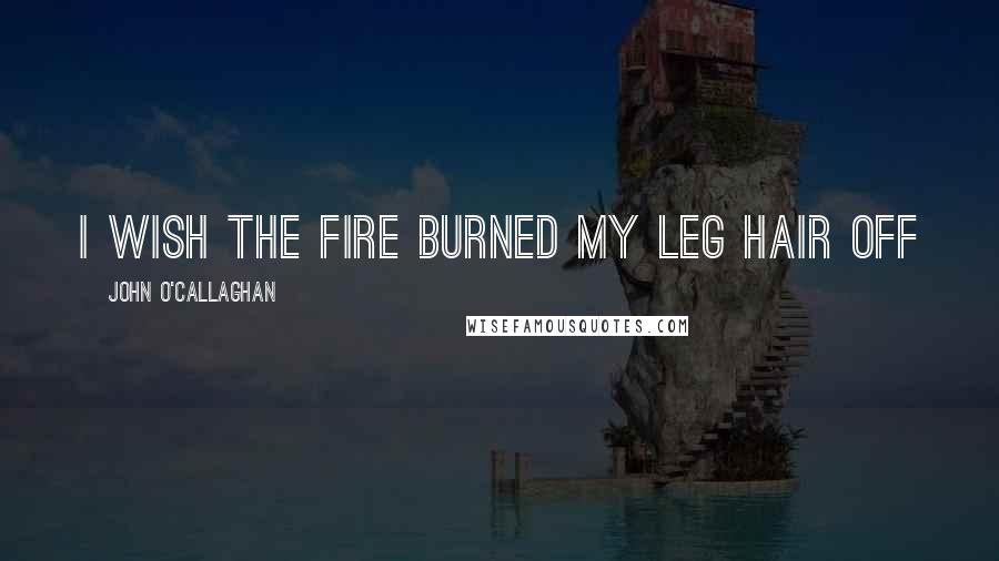 John O'Callaghan Quotes: I wish the fire burned my leg hair off
