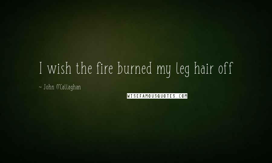 John O'Callaghan Quotes: I wish the fire burned my leg hair off