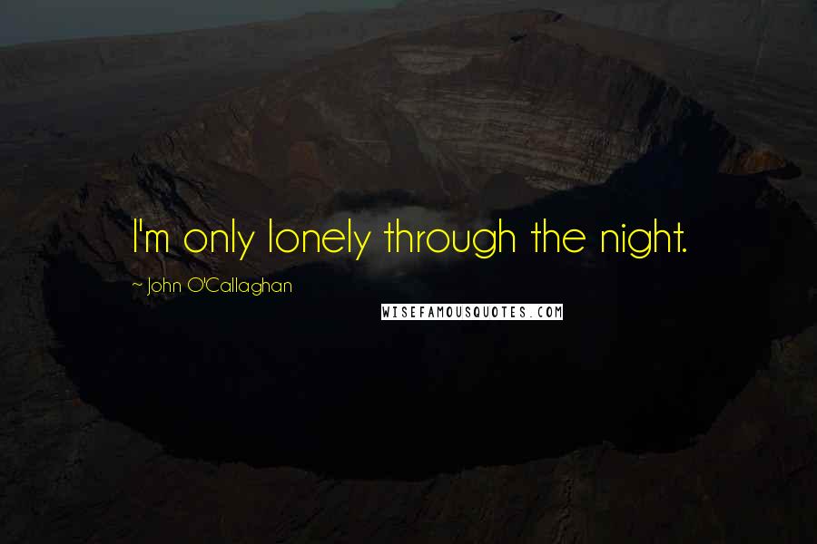 John O'Callaghan Quotes: I'm only lonely through the night.