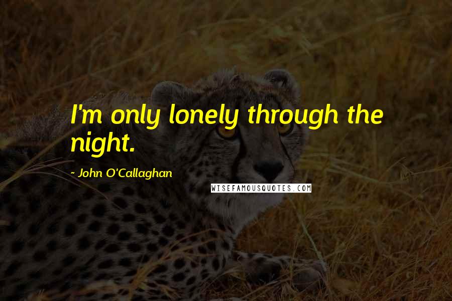 John O'Callaghan Quotes: I'm only lonely through the night.