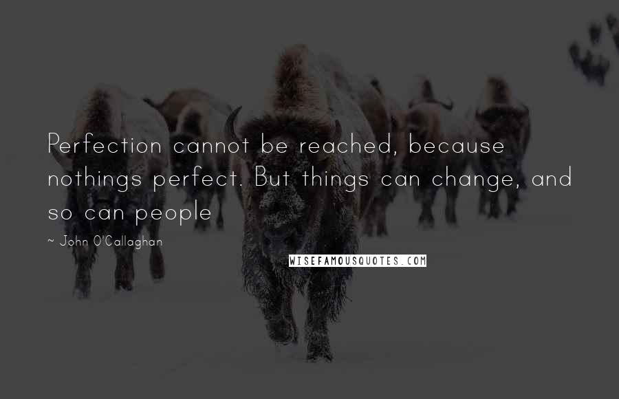 John O'Callaghan Quotes: Perfection cannot be reached, because nothings perfect. But things can change, and so can people