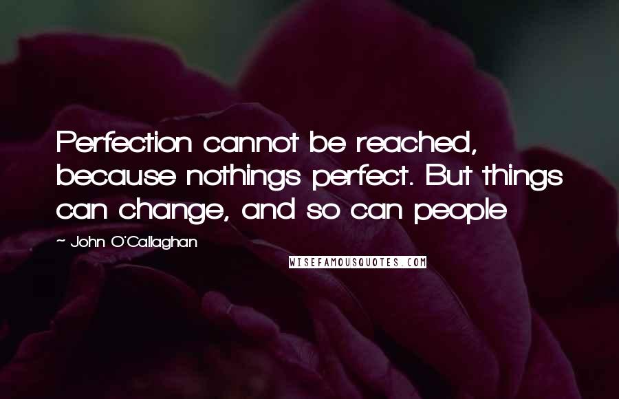 John O'Callaghan Quotes: Perfection cannot be reached, because nothings perfect. But things can change, and so can people