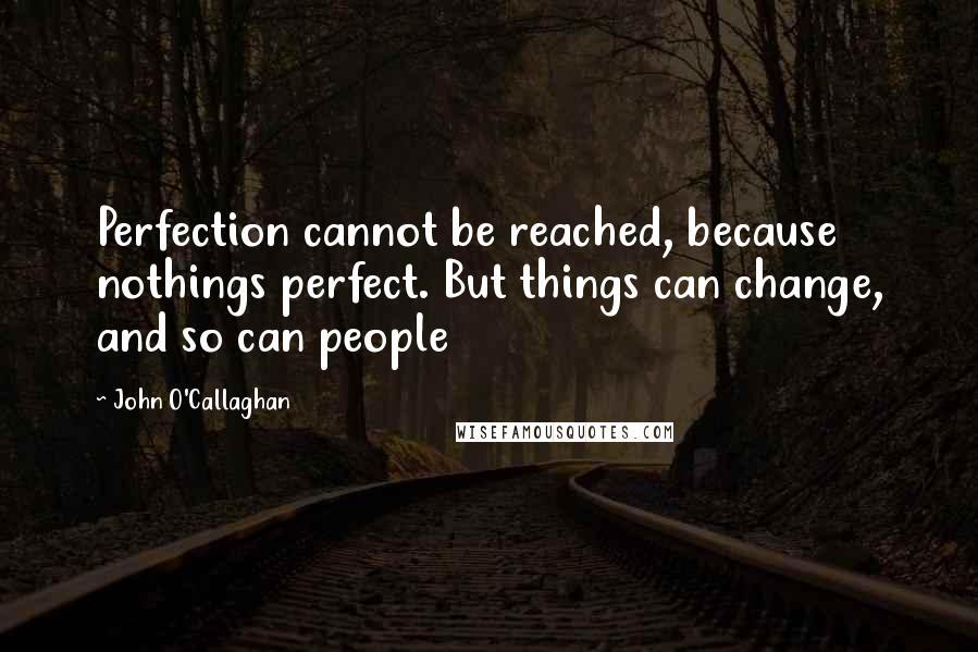 John O'Callaghan Quotes: Perfection cannot be reached, because nothings perfect. But things can change, and so can people