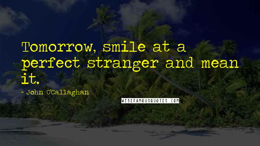 John O'Callaghan Quotes: Tomorrow, smile at a perfect stranger and mean it.