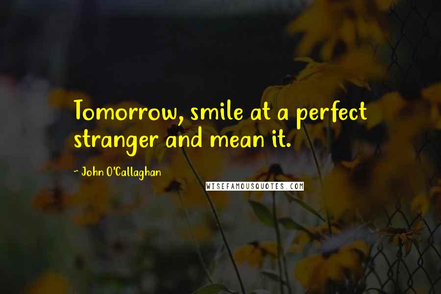 John O'Callaghan Quotes: Tomorrow, smile at a perfect stranger and mean it.