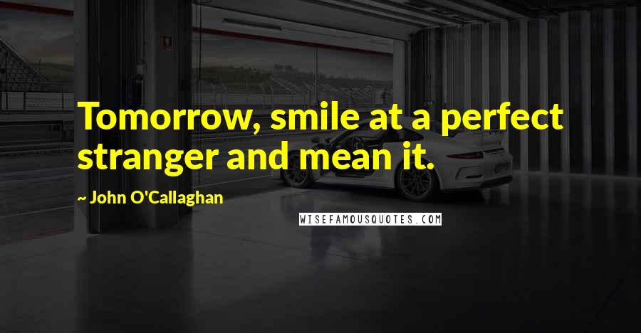 John O'Callaghan Quotes: Tomorrow, smile at a perfect stranger and mean it.