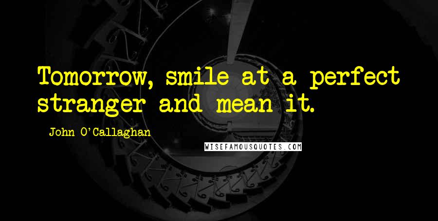 John O'Callaghan Quotes: Tomorrow, smile at a perfect stranger and mean it.