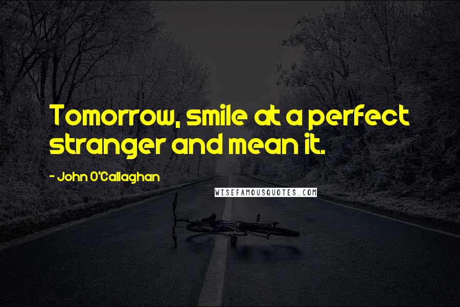 John O'Callaghan Quotes: Tomorrow, smile at a perfect stranger and mean it.