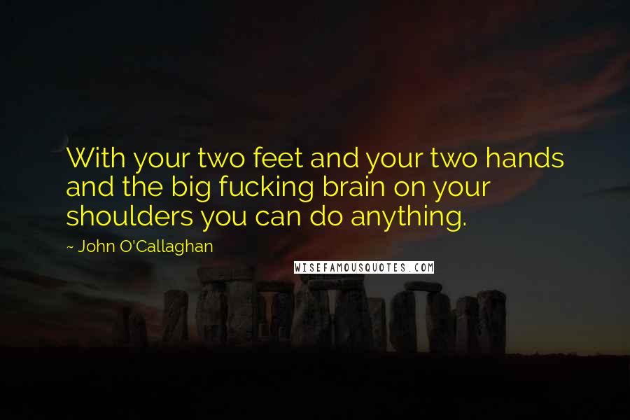 John O'Callaghan Quotes: With your two feet and your two hands and the big fucking brain on your shoulders you can do anything.