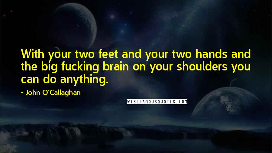 John O'Callaghan Quotes: With your two feet and your two hands and the big fucking brain on your shoulders you can do anything.