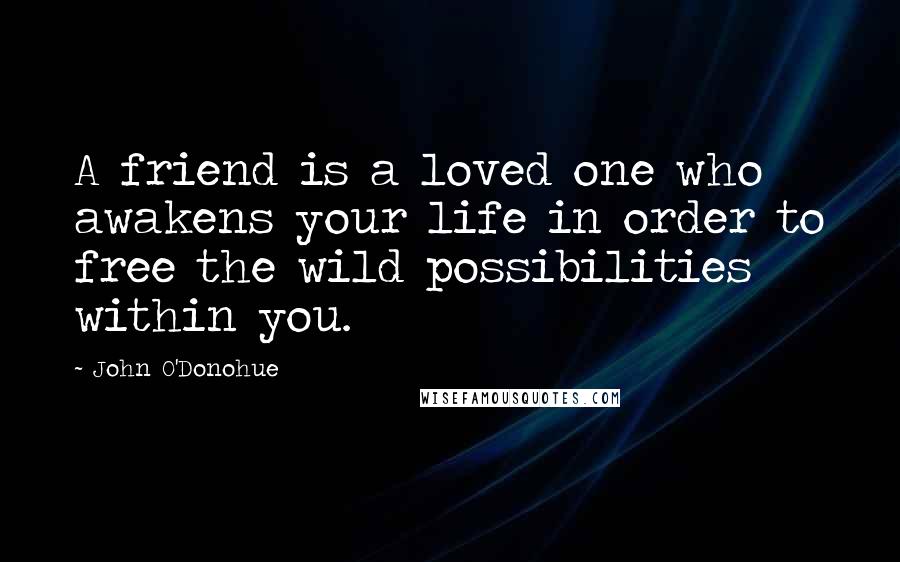 John O'Donohue Quotes: A friend is a loved one who awakens your life in order to free the wild possibilities within you.