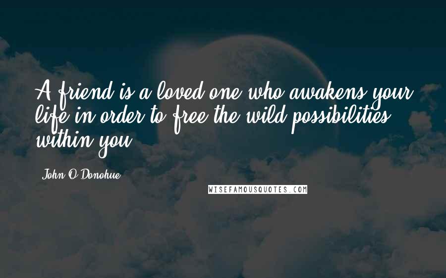 John O'Donohue Quotes: A friend is a loved one who awakens your life in order to free the wild possibilities within you.