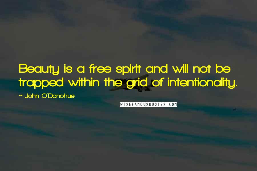 John O'Donohue Quotes: Beauty is a free spirit and will not be trapped within the grid of intentionality.