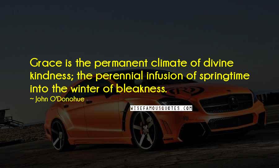 John O'Donohue Quotes: Grace is the permanent climate of divine kindness; the perennial infusion of springtime into the winter of bleakness.