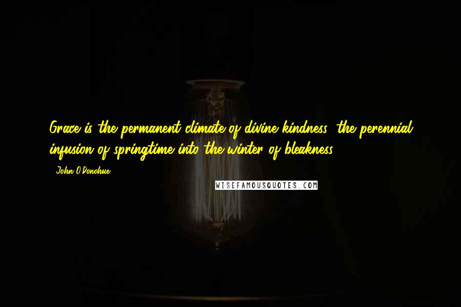 John O'Donohue Quotes: Grace is the permanent climate of divine kindness; the perennial infusion of springtime into the winter of bleakness.