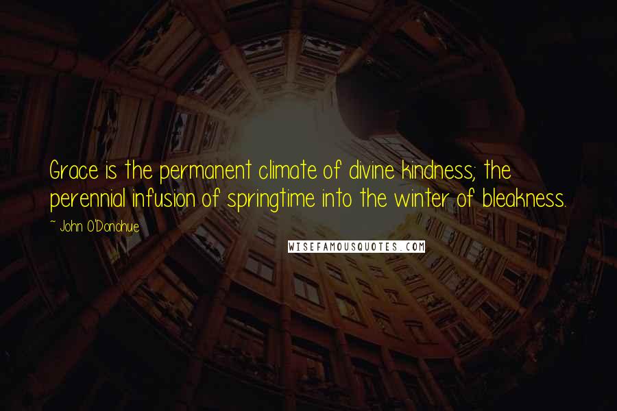 John O'Donohue Quotes: Grace is the permanent climate of divine kindness; the perennial infusion of springtime into the winter of bleakness.