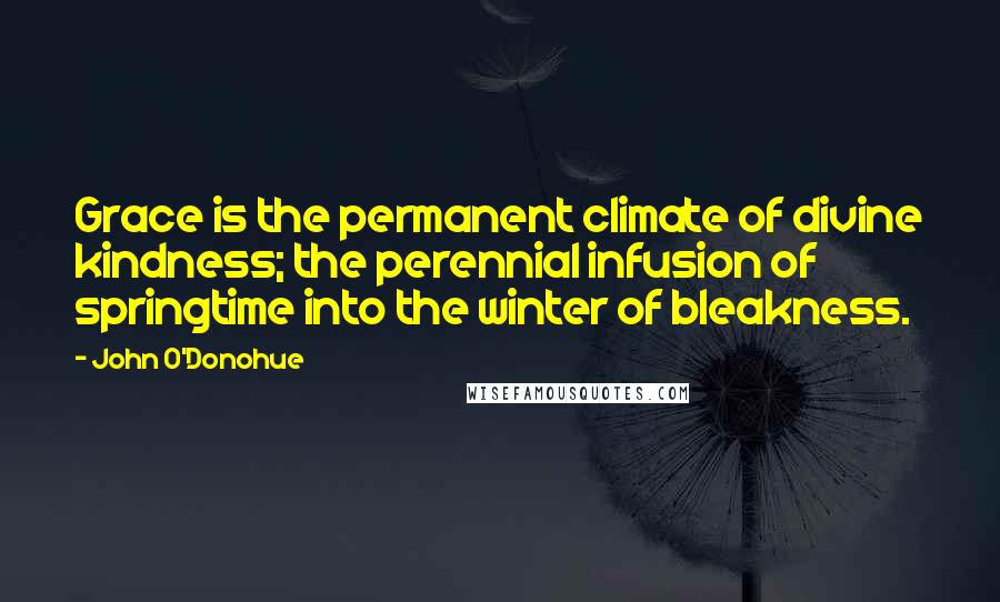 John O'Donohue Quotes: Grace is the permanent climate of divine kindness; the perennial infusion of springtime into the winter of bleakness.