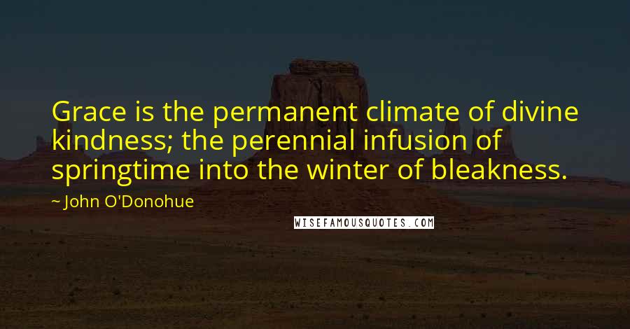 John O'Donohue Quotes: Grace is the permanent climate of divine kindness; the perennial infusion of springtime into the winter of bleakness.