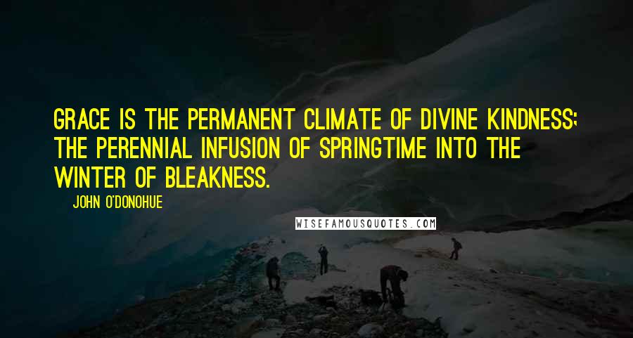 John O'Donohue Quotes: Grace is the permanent climate of divine kindness; the perennial infusion of springtime into the winter of bleakness.