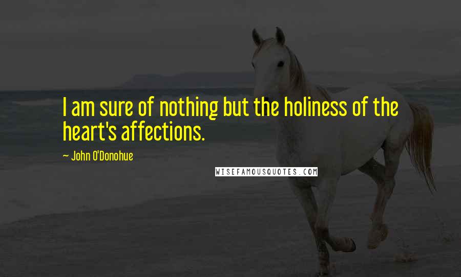 John O'Donohue Quotes: I am sure of nothing but the holiness of the heart's affections.