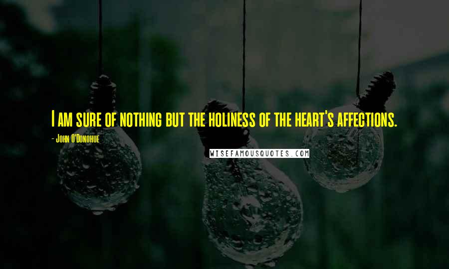 John O'Donohue Quotes: I am sure of nothing but the holiness of the heart's affections.