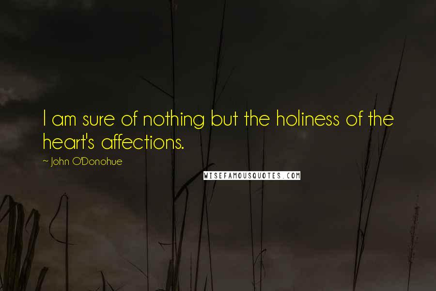 John O'Donohue Quotes: I am sure of nothing but the holiness of the heart's affections.