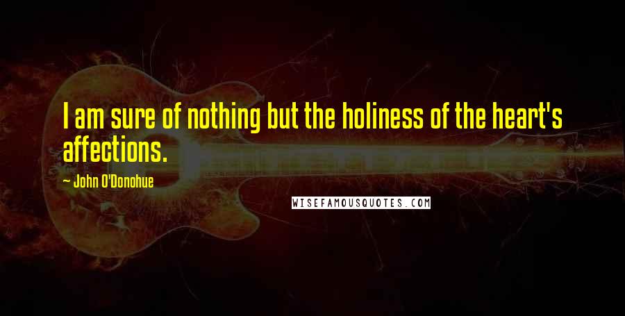 John O'Donohue Quotes: I am sure of nothing but the holiness of the heart's affections.