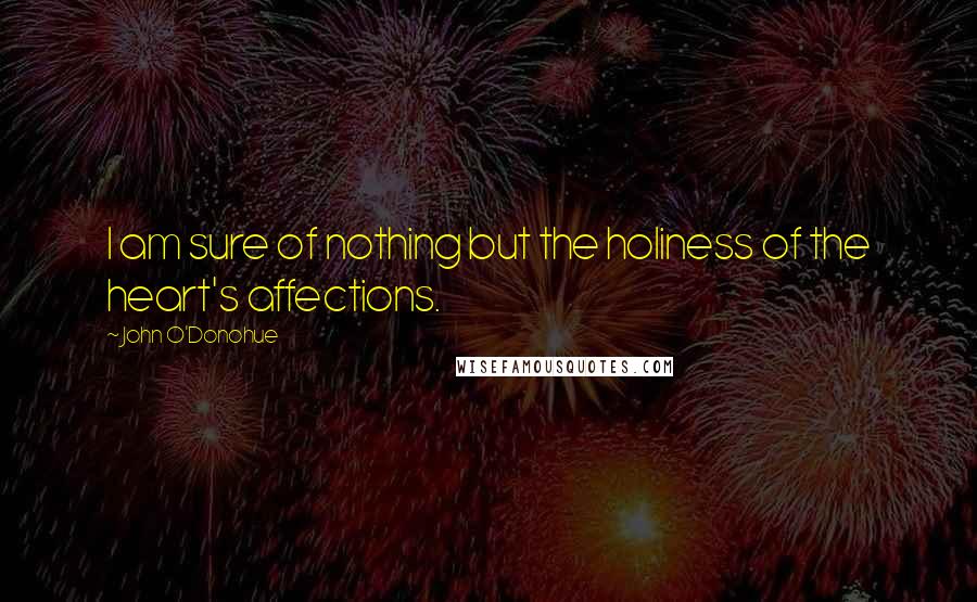 John O'Donohue Quotes: I am sure of nothing but the holiness of the heart's affections.